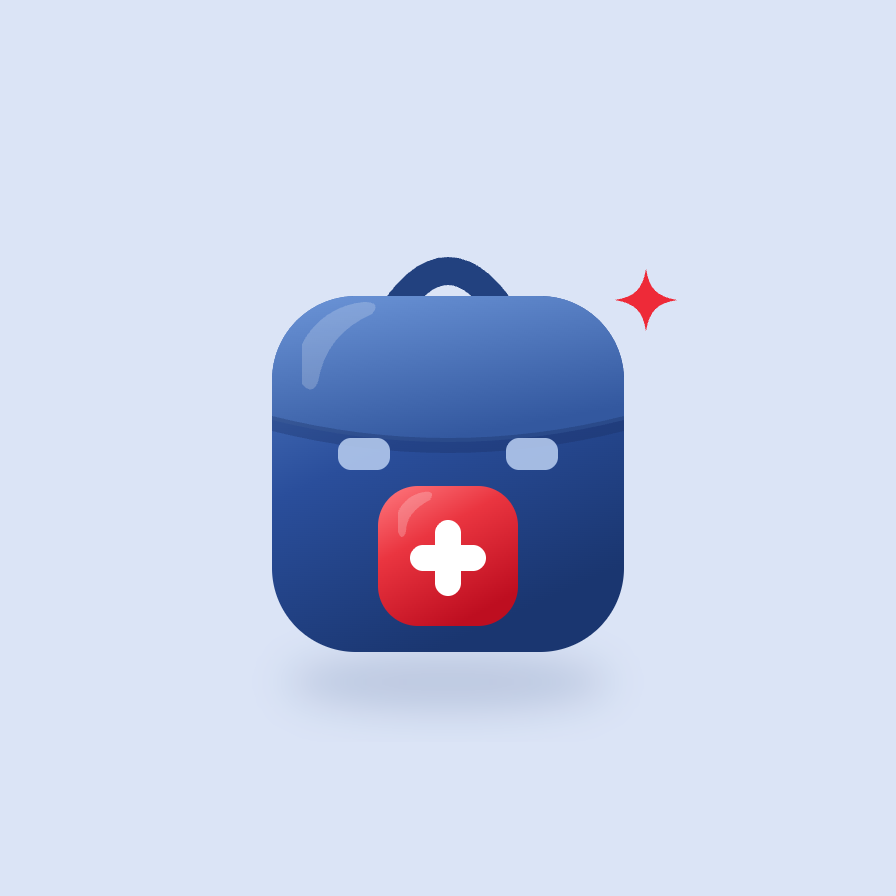 Junior Responder Program icon: a school backpack with a red first aid cross